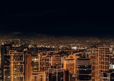 night time city scape view from above